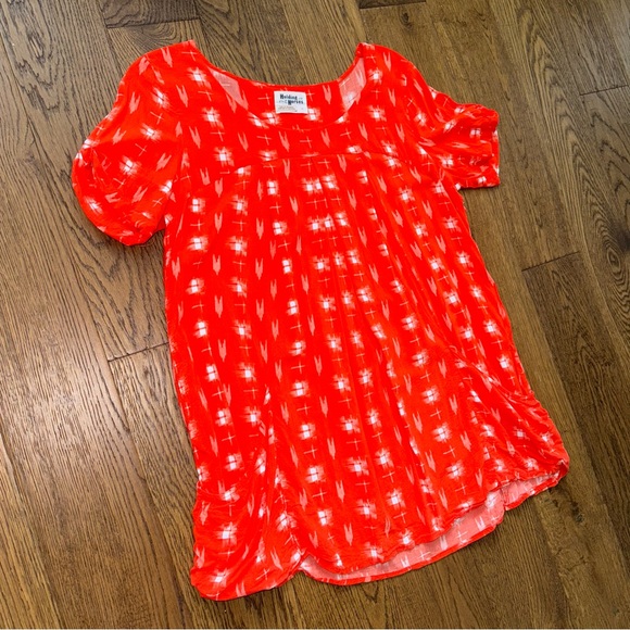 Anthropologie Holding Horses Orange Ikat Tunic Top w Pockets - Picture 8 of 10